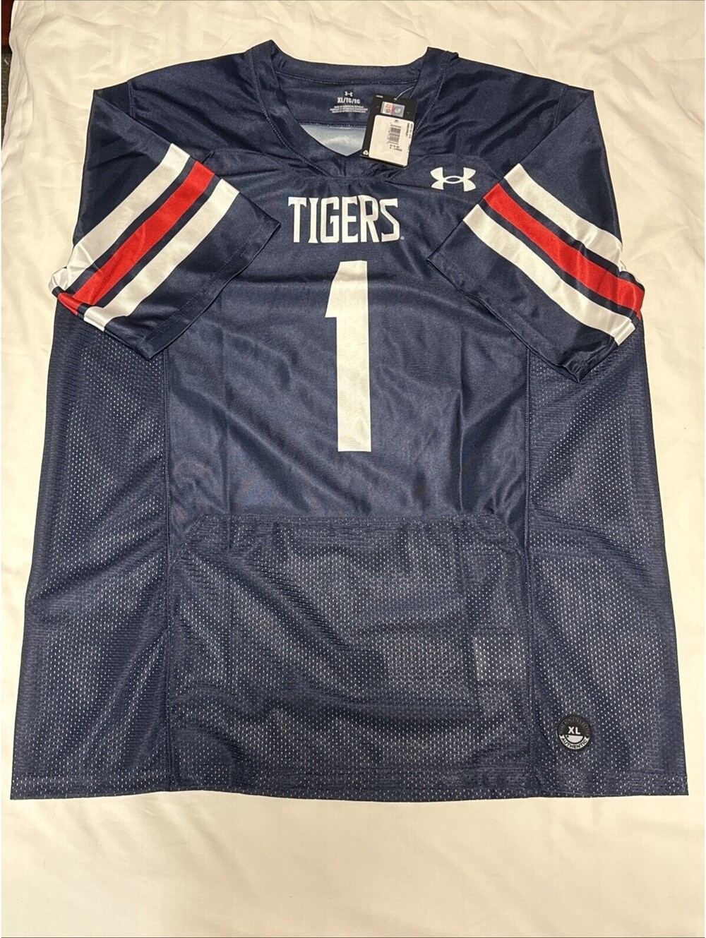 Mens Under Armour Auburn Tigers Navy Football Jersey #1 Cam Newton $110 Sz XL